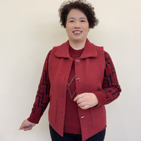中老年妈妈装纯色毛毛双面呢秋冬马甲女装翻领马甲马夹外穿6866