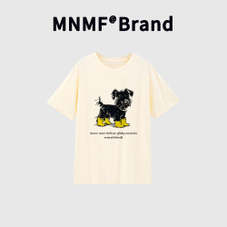 mnmf复古气质时尚小狗印花圆领短袖t恤女夏季休闲纯棉新款上衣女