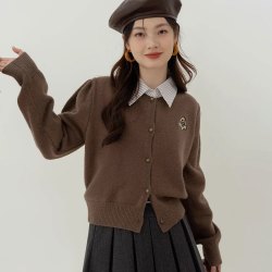 假两件polo领开衫毛衣外套女2024春秋爆款显瘦学院风针织短款上衣