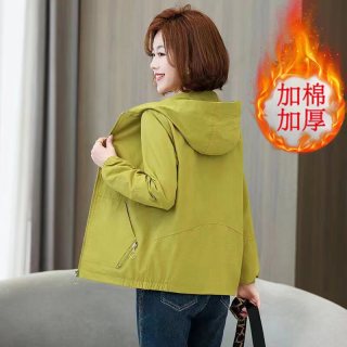 鑫奇语2026新款休闲连帽夹克加棉加厚大码洋气宽松女士韩版短外套