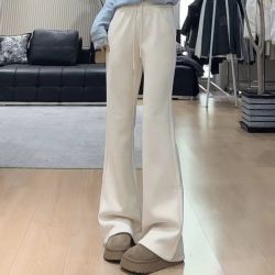 2026秋冬季加绒微喇裤女士外穿新款喇叭休闲裤抽绳百搭运动卫裤