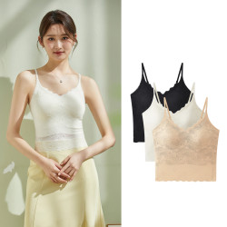 蕾丝吊带固定杯背心女爆款性感修身美背提拉无钢圈百搭打底内衣