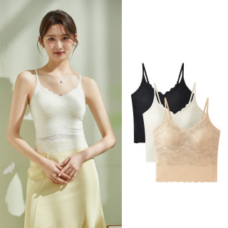 蕾丝吊带固定杯背心女爆款性感修身美背提拉无钢圈百搭打底内衣