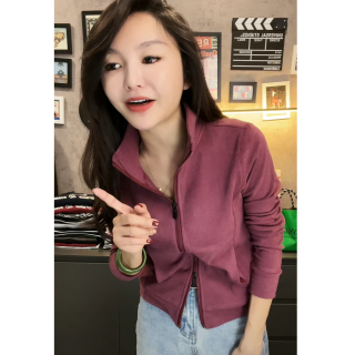 秋冬新款拉链卫衣德绒外套女秋冬美拉德加绒立领百搭开衫显瘦上衣