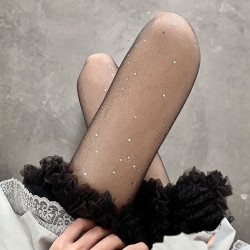 无品牌 薄闪光点点星星丝袜白色纯欲b银丝美腿黑丝美肤袜亮片丝袜