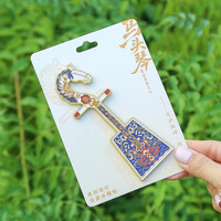 赋闲 内蒙古冰箱贴创意旅游纪念城市磁性贴装饰品蒙古包马头琴冰箱贴 内蒙古金属冰箱贴【白蓝款-马头琴】