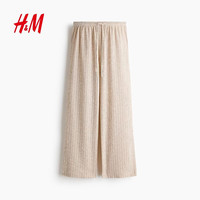 H&M H&M女装休闲裤2026夏季新款高腰户外出游时尚松紧腰阔腿裤1216645