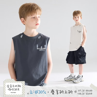 MUCMUKN Sorona凉感抑菌棉 潮牌重工手绘背心无袖T恤男童夏 灰色 110 cm