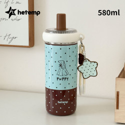 恒度 雪花保温杯女生吸管杯大容量杯子不锈钢咖啡杯便携水杯