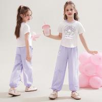 Hello Kitty 女童100%棉短袖上衣两件套中大童装卡通甜美套装