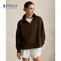RALPH LAUREN Polo Ralph Lauren 拉夫劳伦 女 26秋宽松版绞花绗缝四分之一拉链套头衫 201-深棕色 XS