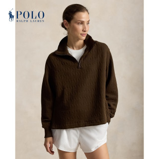 RALPH LAUREN Polo Ralph Lauren 拉夫劳伦 女 26秋宽松版绞花绗缝四分之一拉链套头衫 201-深棕色 XS