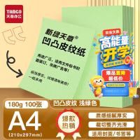 天章 卡纸A4双面凹凸皮纹纸180g打印纸浅绿色压纹纸封面纸云彩纸厚台卡纸100张/包