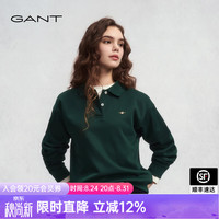 GANT 秋冬新款女士加绒翻领套头上衣学院风休闲运动卫衣 374-绿色 M