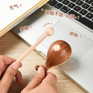 木易 木鱼敲静心解压玩具桌面摆件办公室好物生日乔迁礼物送朋友 木鱼-小木鲸鱼