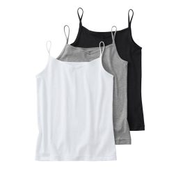 GM00563 女式吊带背心,3 件套,GUNZE BASIC,100% 纯棉,内层套装,亲肤, 3 件套混装