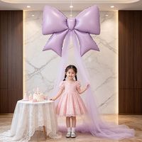 寻年味 公主生日快乐条幅布置女孩10周岁紫色蝴蝶结网纱气球客厅派对装饰