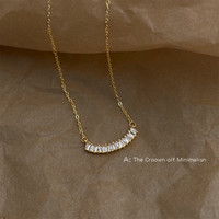 花饰庄园 时尚感轻奢风电镀真金加厚保色微镶锆石锁骨链气质优雅项链女 6443镀真金加厚保色锆石项链