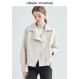 VEGA CHANG 机车皮衣 PU皮夹克 女士短外套
