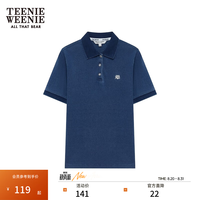 TEENIE WEENIE 小熊2024年夏季POLO短袖时尚宽松韩版T恤上衣女 深蓝色 160/S