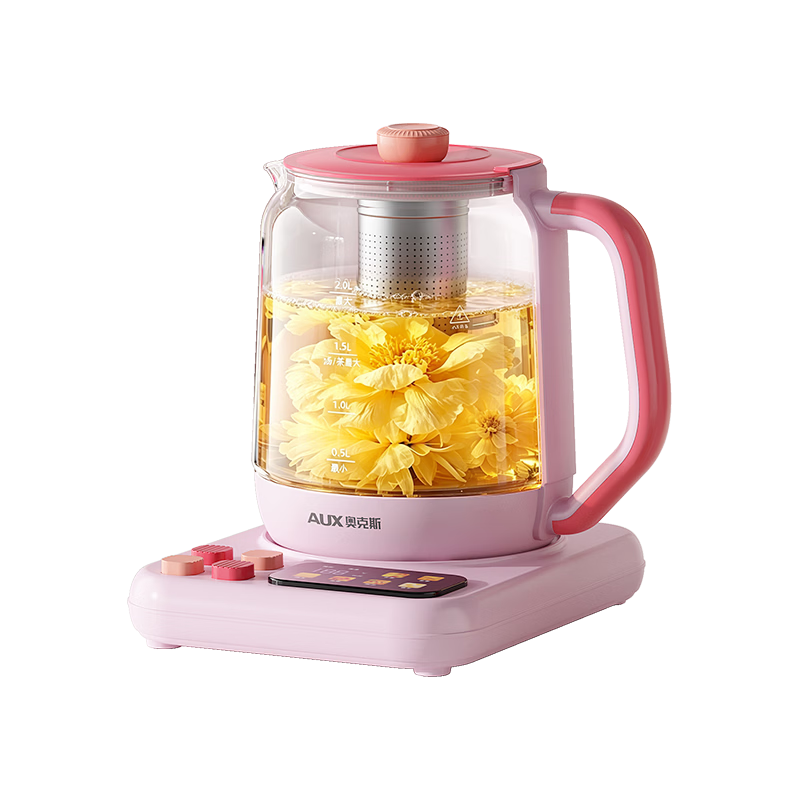 奥克斯 纯钛养生壶 316L不锈钢 2L 活力粉
