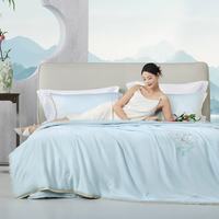 百丽丝 100%蚕丝抗菌夏凉被 蓝色 150cm×200cm