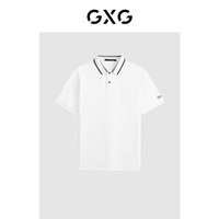 GXG 男装 24年夏季多色男士刺绣翻领Polo衫男短袖 白色 170/M