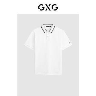 GXG 男装 24年夏季多色男士刺绣翻领Polo衫男短袖 白色 170/M