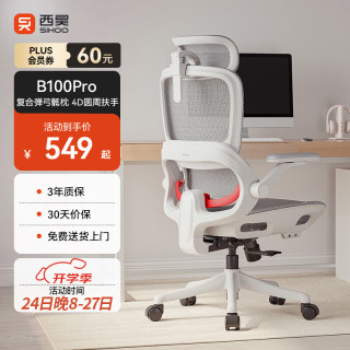 西昊 久坐舒适 人体工学椅  B100Pro 无脚踏 弹弓骶枕+3D头枕 转椅