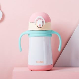今日必买：THERMOS 膳魔师 儿童保温杯316l不锈钢保温杯婴儿宝宝吸管杯小水杯保温礼盒 粉蓝双盖礼盒 320ml