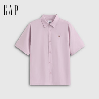 Gap 小熊刺绣纯棉宽松翻领短袖衬衫 891332