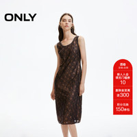 ONLY 秋季时尚精致欧根纱开衩收腰显瘦连衣裙女|124307050 H1Z 黑色 S (160) 80A