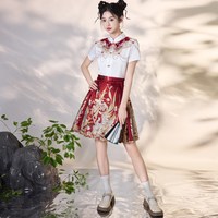 移动端：诺婉寻 红色马面裙套装2026新款小个子短款汉服女新中式国风改良日常可穿