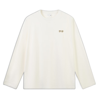 李宁 纯棉亲肤 乳白色 L 宽松圆领长袖运动T恤