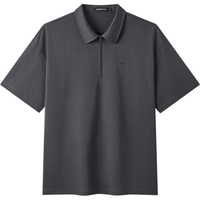 gxgjeans 字母绣花半拉链翻领短袖POLO衫 深灰色 XL(180)