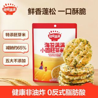 秋田满满 零食海苔胚芽米饼入口溶肉松磨牙饼干儿童零食磨牙棒 肉松胚芽米饼36克3袋+海苔3袋