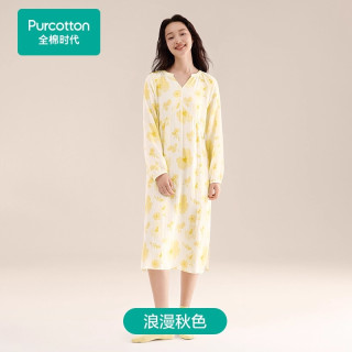 88VIP：全棉时代 睡裙女春夏季新长袖袖睡衣裙子纯棉家居