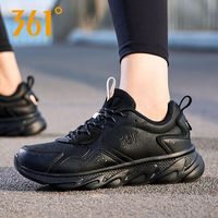 百亿补贴:361° 女鞋运动鞋春秋季革面防泼水轻便耐磨舒适百搭休闲鞋跑步鞋 曜石黑/柔粉色 37