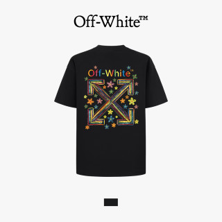 OFF-WHITE 短袖T恤男女情侣款彩色字母LOGO箭头美式宽松休闲圆领套头上衣潮