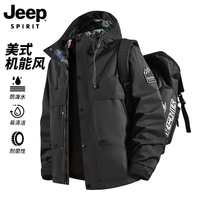JEEP SPIRIT 防风防水 连帽冲锋衣 黑色 XL