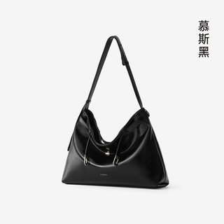 拉菲斯汀 抱抱HOBO包 慕斯黑 大号 女士单肩包