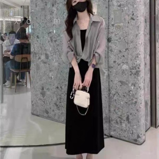 大码高级感防晒衫套装女2026夏季超火胖mm遮肚子显瘦连衣裙两件套