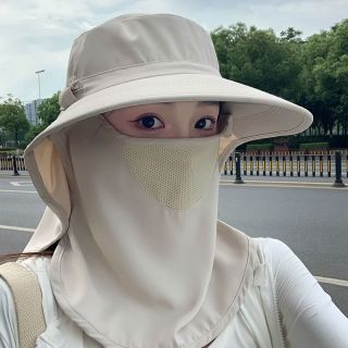 夕纪 全方位防晒遮脸一体护颈户外太阳帽夏季面罩遮阳帽