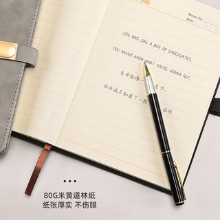 忠简文具 B5搭扣笔记本 羊巴皮面 灰色