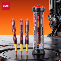 得力 六边形战士可擦晶蓝小学生矫姿练字钢笔1-3年级可换墨囊学生文具SS039-D