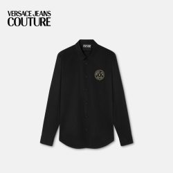 VERSACE JEANS COUTURE 男士V-Emblem刺绣修身衬衫