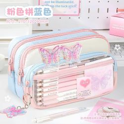 穗雪 铃兰蝴蝶大容量透明前窗笔袋2026年新款女生ins风铅 粉色/无赠品