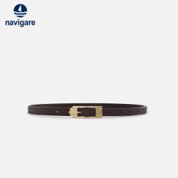 navigare 小帆船女士咖色金属扣休闲针扣细腰带