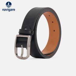 navigare 意大利小帆船黑色合金针扣皮带男裤带