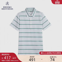 Brooks Brothers [京东独家]男士夏季复古横条纹三粒扣polo衫